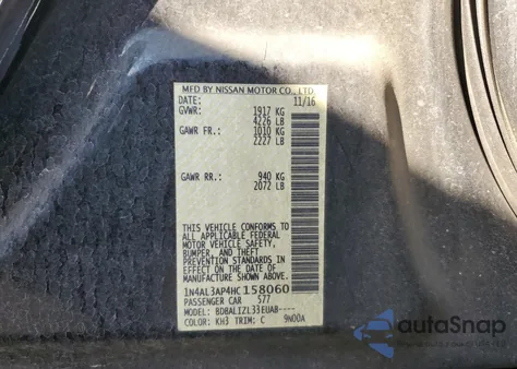 2017 Nissan Altima 2.5 from USA, damaged, VIN 1N4AL3AP4HC158060